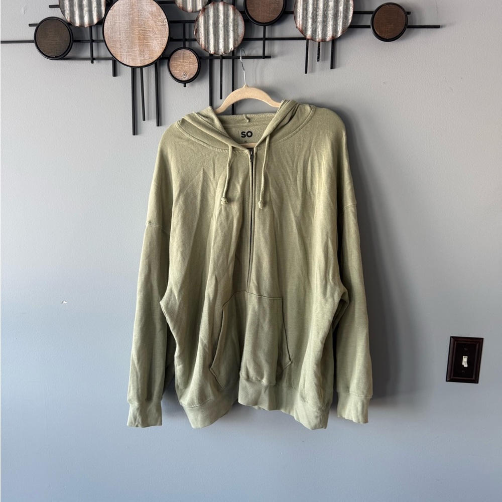 SO women’s oversized hooded light green jacket XL
